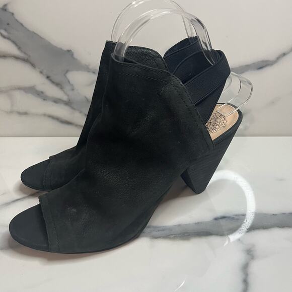 Vince Camuto | Women's Minimalist Black Nubuck Leather Edora Booties Sz 8.5 - Picture 4 of 8